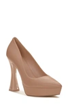 Vince Camuto Slaytia Pointed Toe Platform Pump In Beige Leather