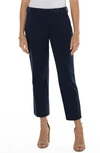 Liverpool Los Angeles Kelsey Slit Hem Crop Stretch Sateen Trousers In Federal Navy