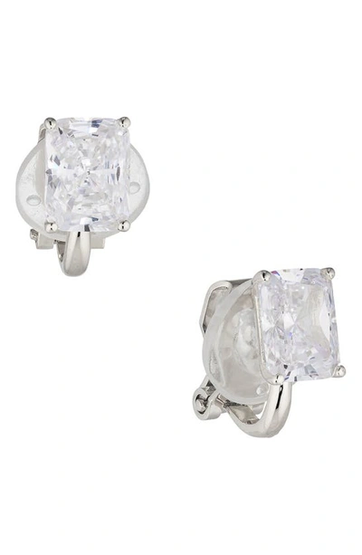 Nadri Modern Love Clip-on Earrings In Rhodium