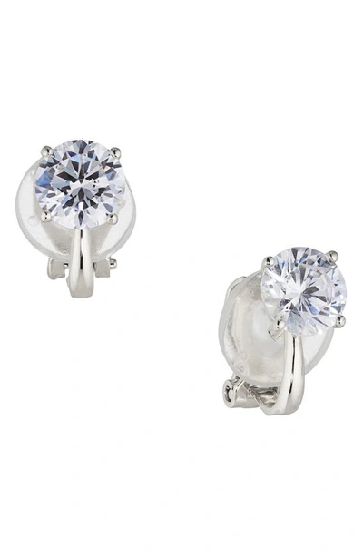 Nadri Modern Love Round Clip-on Earrings In Rhodium