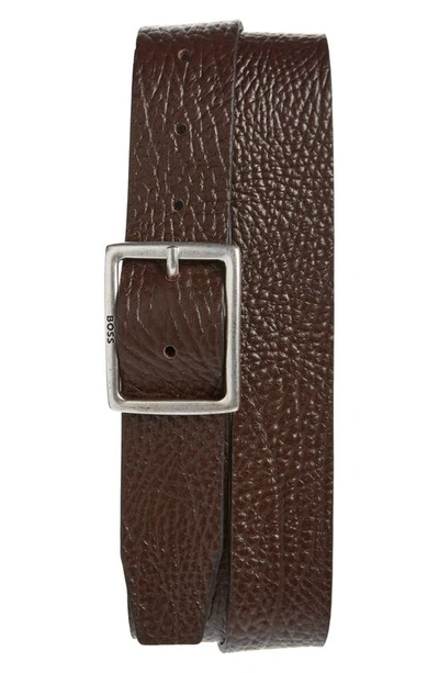 Hugo Boss Rudolph Leather Belt In Dark Brown