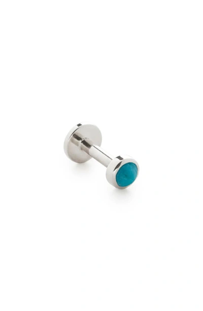 Monica Vinader Mini Turquoise Single Labret Stud Earring In White Gold