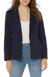 Liverpool Los Angeles Fitted Open Front Twill Blazer In Federal Navy