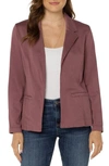 Liverpool Los Angeles Fitted Open Front Twill Blazer In Victorian Mauve
