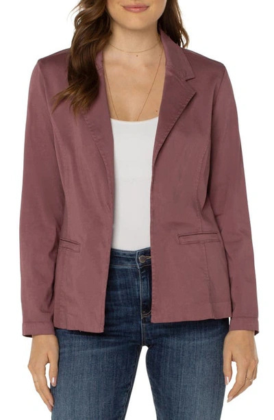 Liverpool Los Angeles Fitted Open Front Twill Blazer In Victorian Mauve