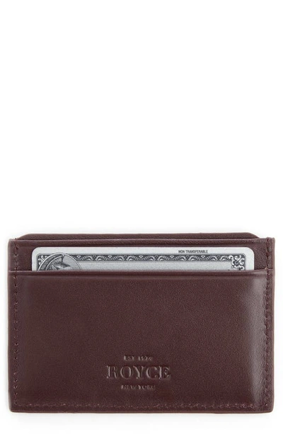 Royce New York Personalized Rfid Leather Card Case In Burgundy - Silver Foil