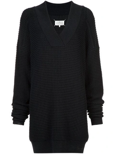 Maison Margiela Waffle Knit Cricket Sweater - Black