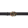 Gucci Leather Belt With Crystal Double G Buckle In Black