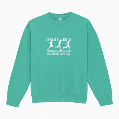 Sporty And Rich Sporty & Rich Logo Print Crewneck Sweater In Green