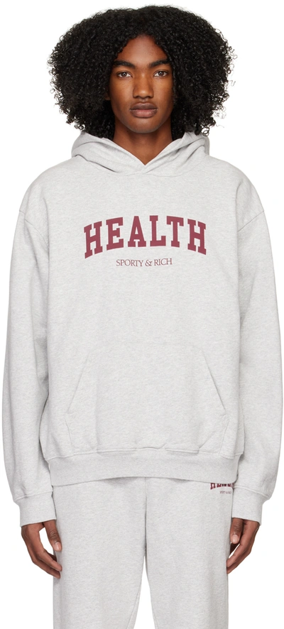Sporty And Rich Health-logo Hoodie In Grey