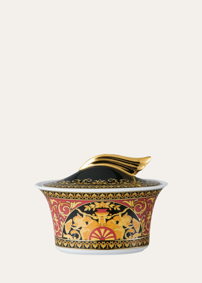 Versace Medusa Covered Sugar Bowl In Red