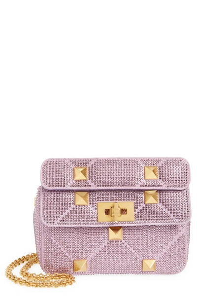 Valentino Garavani Roman Stud Small Crystal Shoulder Bag In V5k