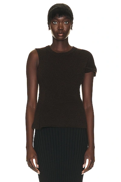 The Row Charlise Cashmere Asymmetric Top In Smokey Brown