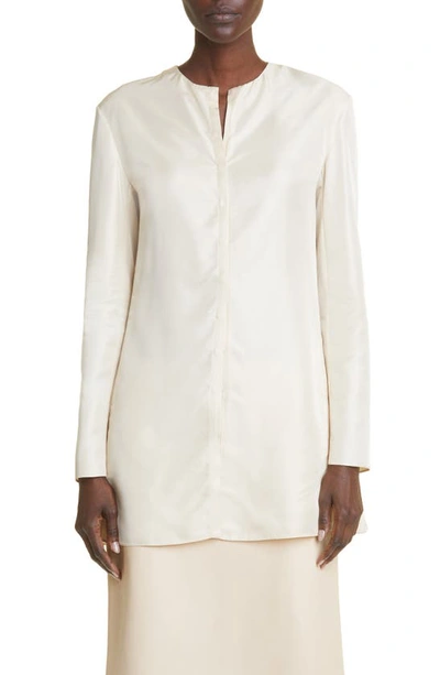 The Row Berilla Satin Button-front Top In Cream