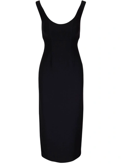 Roland Mouret Off-shoulder Silk Midi Dress With Corset Boning In Black