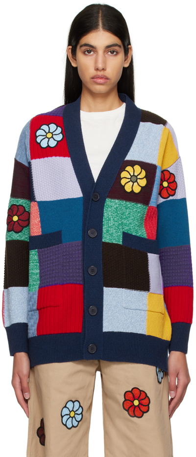 Moncler Genius X Jw Anderson Checkered Cardigan With Embroidered Details In Multicolor