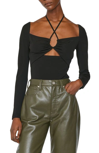 Frame Strappy Knit Top In Noir