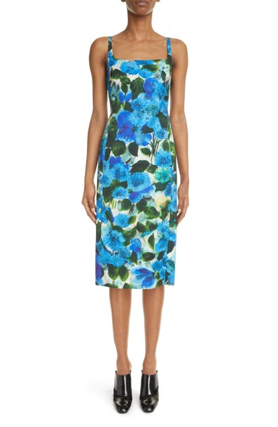 Dries Van Noten Deban Sleeveless Floral-print Dress In Blue