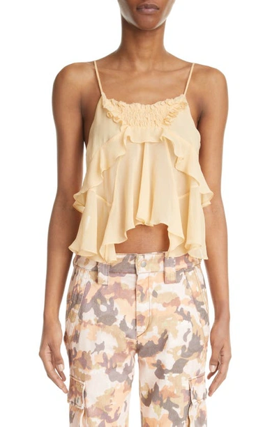 Isabel Marant Tamila Ruffled Cami Top In Yellow & Orange