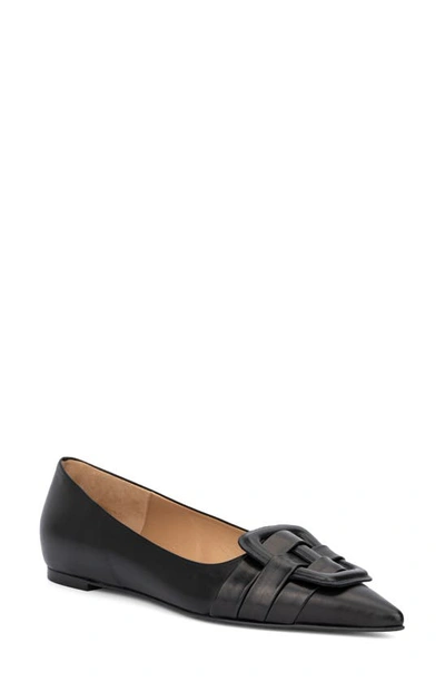 Aquatalia Jelena Napa Buckle Ballerina Flats In Black