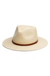 Rag & Bone Packable Straw & Leather Fedora In Brown