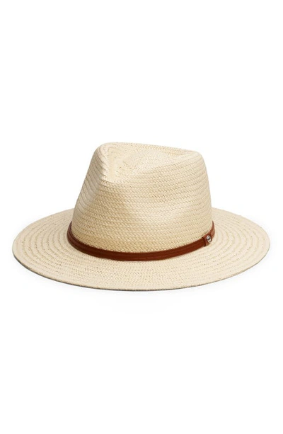Rag & Bone Packable Straw & Leather Fedora In Brown