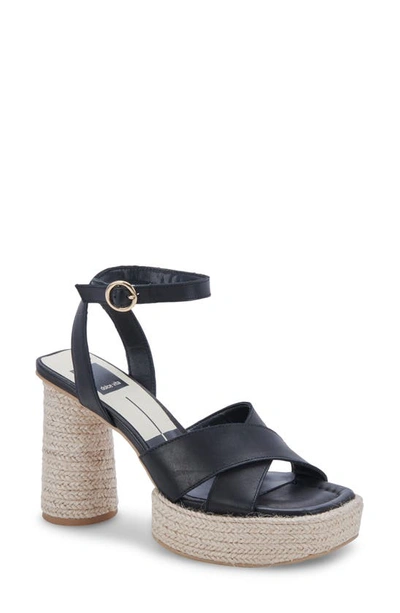 Dolce Vita Women's Arlow Platform Espadrille Sandals Women's Shoes In Black Leather