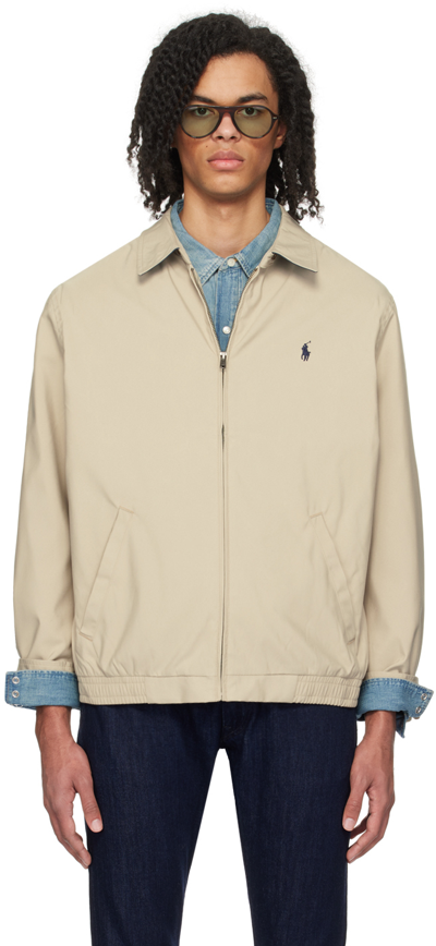 Polo Ralph Lauren Bi-swing Windbreaker Jacket In Beige