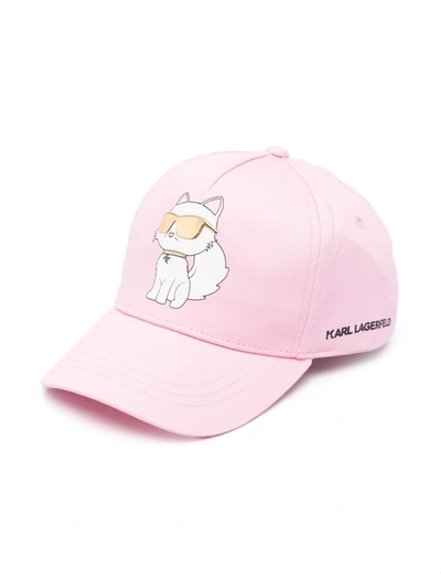 Karl Lagerfeld Kids' Choupette Baseball Cap In Pink