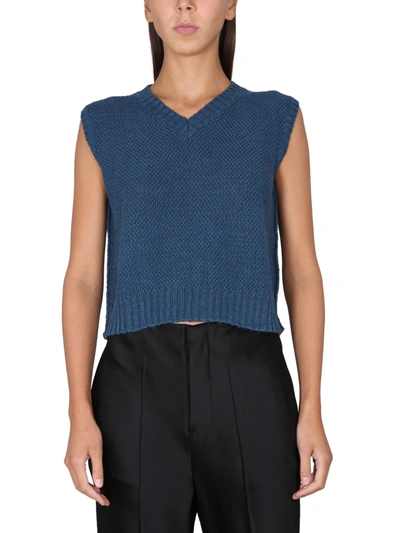 Maison Margiela Basket Stitch Sweatshirt In Blue
