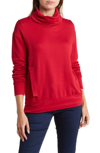 Go Couture Turtleneck Banded Sweater In Dahlia