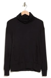 Go Couture Turtleneck Banded Sweater In Black Print 1