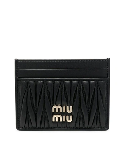 Miu Miu Nappa Card Holder In Black