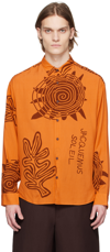 Jacquemus La Chemise Simon Printed Viscose Shirt In Orange