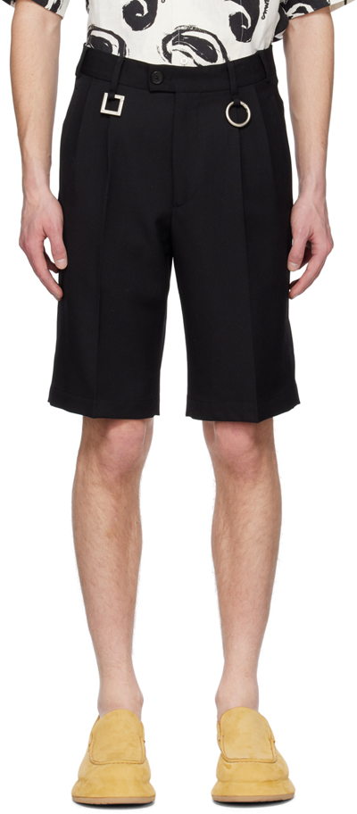 Jacquemus Le Short Rond Carré初剪羊毛短裤 In Black