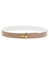 Tom Ford Reversible T Line Belt In Taupe