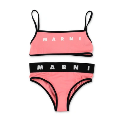 Marni Kids' Mm8f Swimsuit  Peachy Pink Bikini Costume In Lycra With Logo