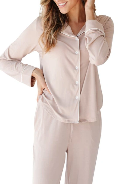 Cozy Earth Long Sleeve Knit Pyjama Top In Blush