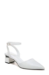 Franco Sarto Naya Ankle Strap Pointed Toe Pump In White Leather