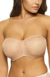 Felina Delightful Seamless Lace Bandeau Bra In Warm Nude