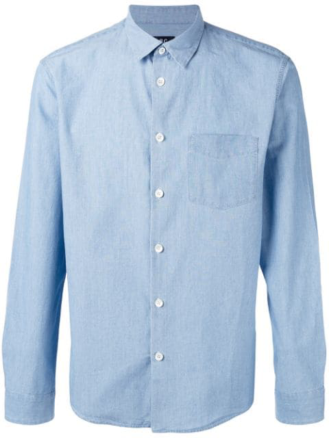A.P.C. Patch-Pocket Denim Shirt In Blue | ModeSens