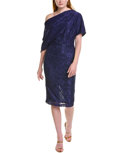 Alexia Admor Tayla Draped One Shoulder Lace Midi Dress In Blue