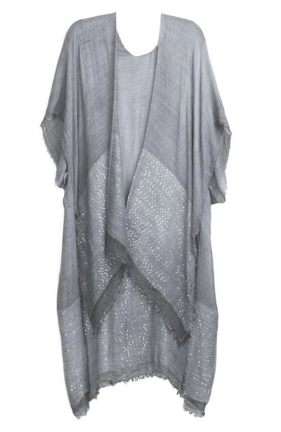 Saachi Shimmer Sequin Long Kimono In Grey