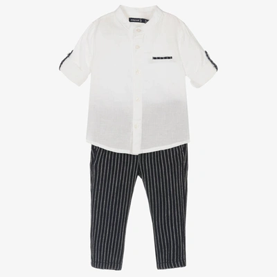 Mayoral Babies' Boys Navy Blue Cotton & Linen Trouser Set
