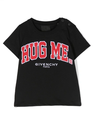 Givenchy Babies' Embroidered Slogan Cottont-shirt In Nero