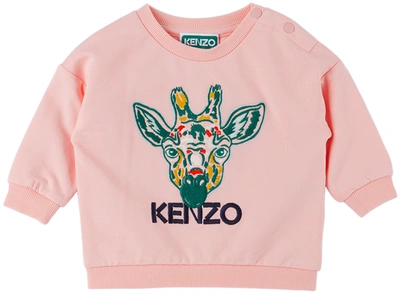 Kenzo Babies' Girls Pink Cotton Giraffe Sweatshirt