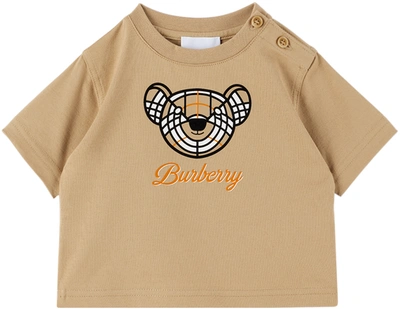 Burberry Beige Cotton Thomas Bear Baby T-shirt In Archive Beige