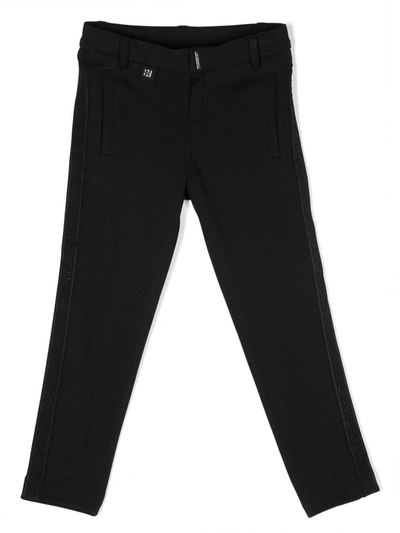 Givenchy Boys Black Milano Jersey Logo Tape Trousers In 黑色