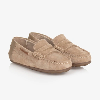 Mayoral Teen Boys Beige Suede Leather Moccasins