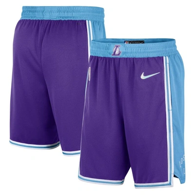 Nike Mens Los Angeles Lakers  Lakers Nba Swingman Shorts 21 In Purple/blue